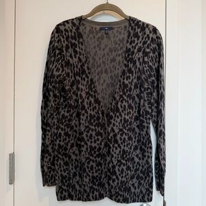 Gap Vintage Leopard Animal Print V Neck Cardigan Medium Cotton